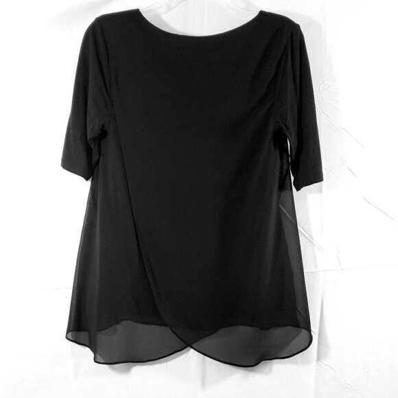 Ann Taylor Women’s Black Slip Lined Short Sleeve Split Back Blouse - Size Small - Picture 14 of 14